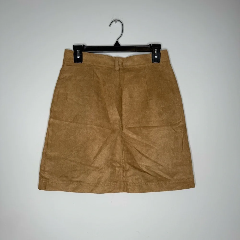 Banana Republic Camel faux Suede Button-Front Mini Skirt